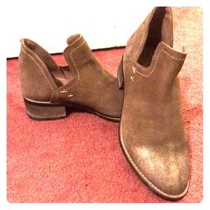 Gold and tan booties